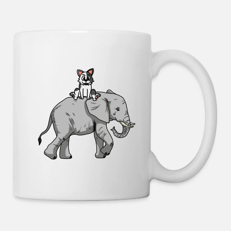 Reise reisen Trip Elefant Katze Tiere Kinder - Tasse - Weiß
