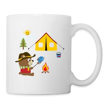 Camping ours mignon feu de joie tentes enfants - Mug blanc - blanc - Droite