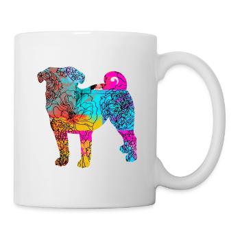 Idée cadeau Fleurs de chien carlin - Mug blanc - blanc - Droite