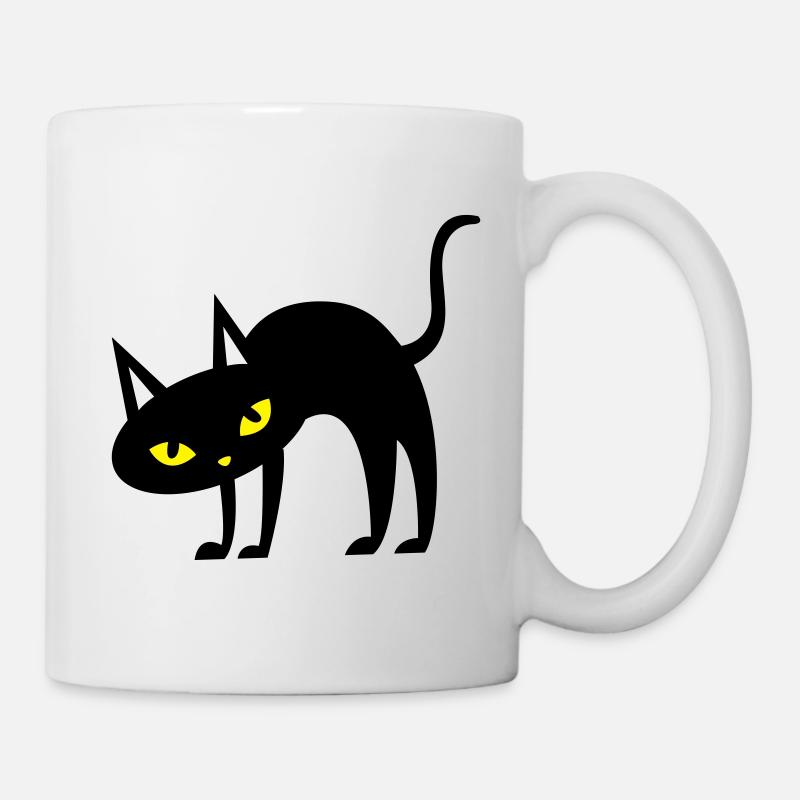 SCARY Halloween arched back cat - Mug - white