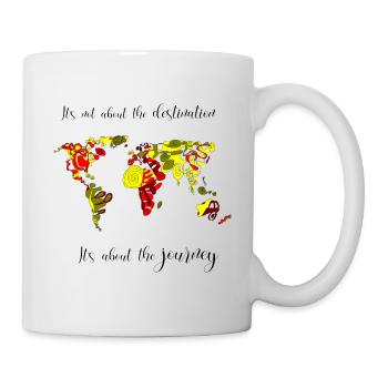 It's about the journey - Weltkarte bunt - Tasse - Weiß - Rechts