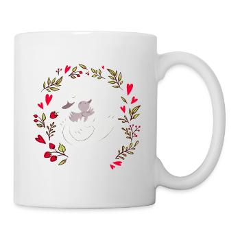 Beautiful design wreath with swans - Mug - white - Right