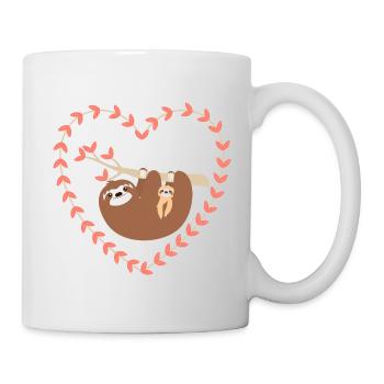 Mutter und Baby Faultier - Tasse - Weiß - Rechts
