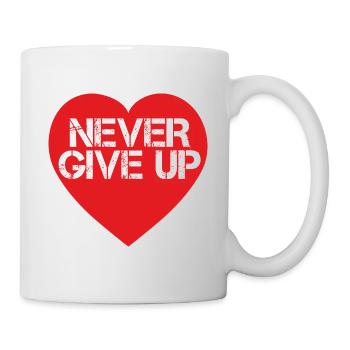 N'abandonne jamais avec un cœur rouge - Mug blanc - blanc - Droite