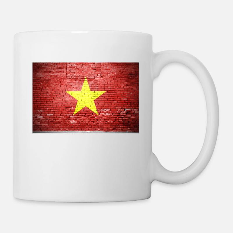 Drapeau vietnamien vietnamien Graffiti sur mur de briques - Mug blanc - blanc