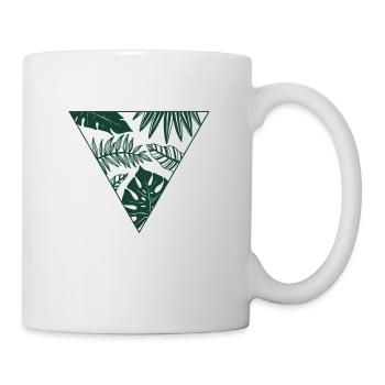 Monstera, Dreieck, Blätter, Dschungel, Sommer - Tasse - Weiß - Rechts