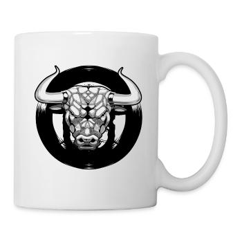 bull beef Spain horns hooves cow cattle wild - Mug - white - Right