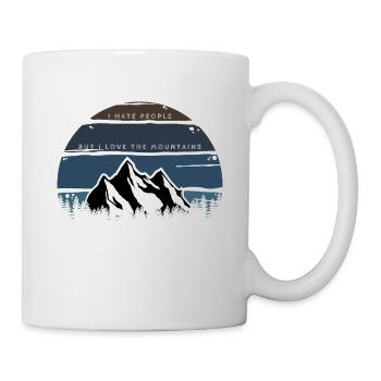 Mountains mountain range hiking climbing HATE PEOPLE vintage - Mug - white - Right