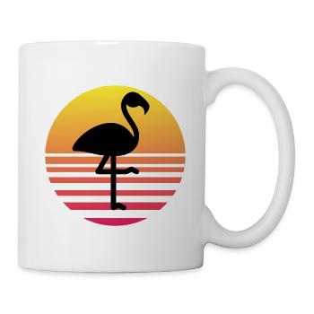 flamant rose couché de soleil idée cadeau humour - Mug blanc - blanc - Droite