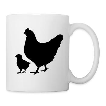 Silhouette de famille poulet et poulet poussin - Mug blanc - blanc - Droite