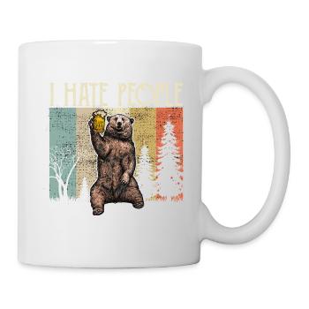 I hate people i hate people bear camping - Mug - white - Right
