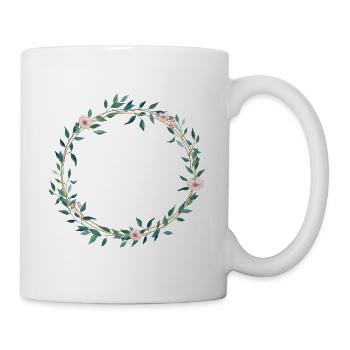 Flowers leaves wreath- customizable - Mug - white - Right