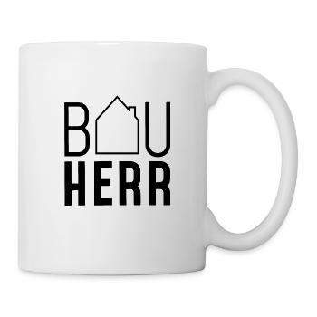 Bauherr mit Haus - Tasse - Weiß - Rechts