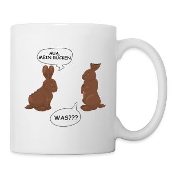 Lustiger Hase Kaninchen aus Schokolade Hasen - Tasse - Weiß - Rechts