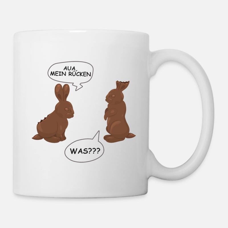 Lustiger Hase Kaninchen aus Schokolade Hasen - Tasse - Weiß