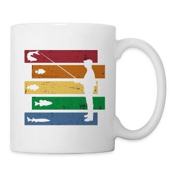 Vintage Retro Angler Fischen Angeln Angel Fischer - Tasse - Weiß - Rechts