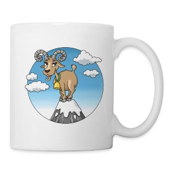 Mountain Goat Goat on Mountain Peak Mountains Cartoon - Mug - white - Right