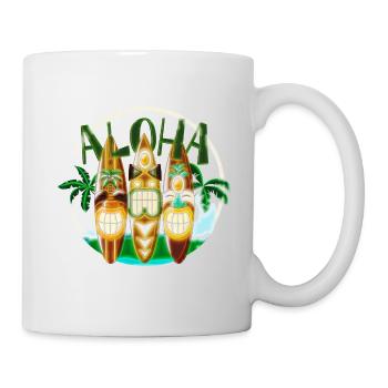 TIKI Ancestor God Figures Surf Boards ALOHA 2 - Mug blanc - blanc - Droite