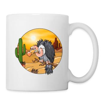 Ungeduldiger Geier auf Ast in der Wüste - Tasse - Weiß - Rechts