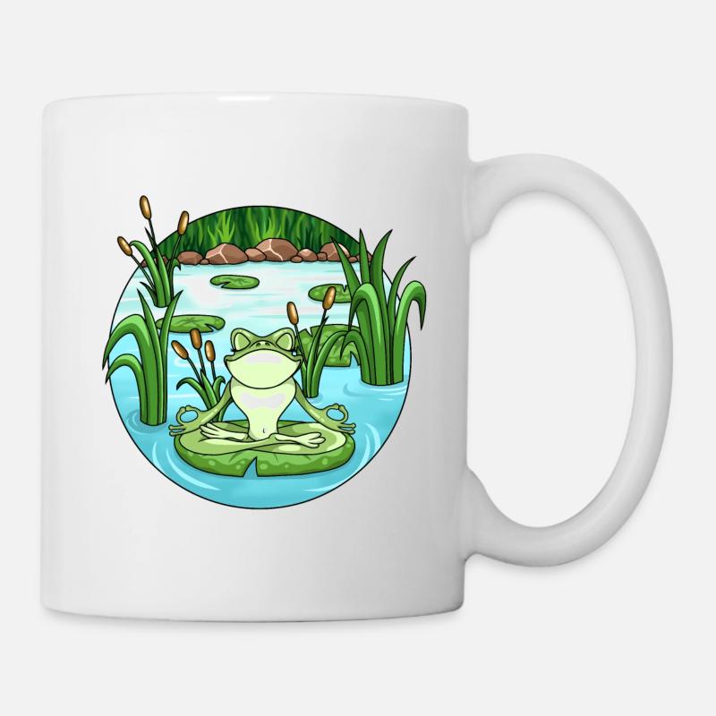 Yoga grenouille dans l’étang - Mug blanc - blanc