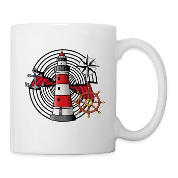 ancre Volant Phare Vent Rose Boussole Nautique - Mug blanc - blanc - Droite