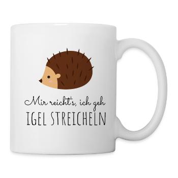 Igel streicheln - Tasse - Weiß - Rechts