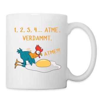 Huhn Hühner Hahn Lustige Sprüche - Tasse - Weiß - Rechts