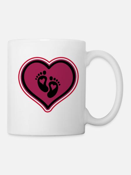 babyfüße baby herz - Tasse - Weiß