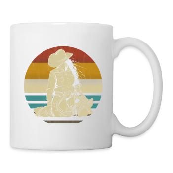 Westernreiten Westernreiterin Pferd Cowgirls Retro - Tasse - Weiß - Rechts