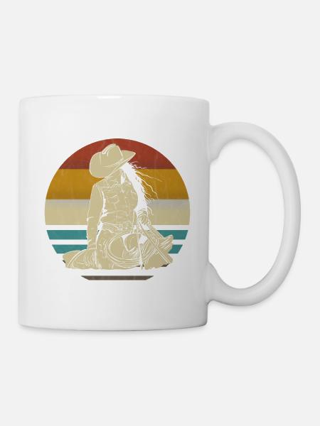Westernreiten Westernreiterin Pferd Cowgirls Retro - Tasse - Weiß
