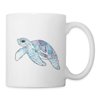 Douce Aquarelle Tortue Mer Vie aquatique - Mug blanc - blanc - Droite