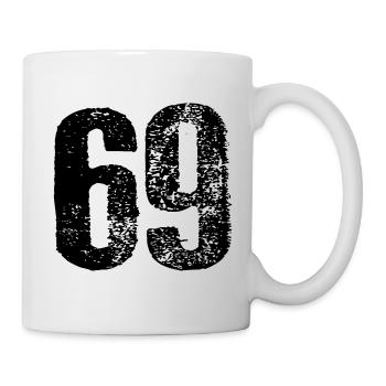 69 Zahl Vintage - Tasse - Weiß - Rechts