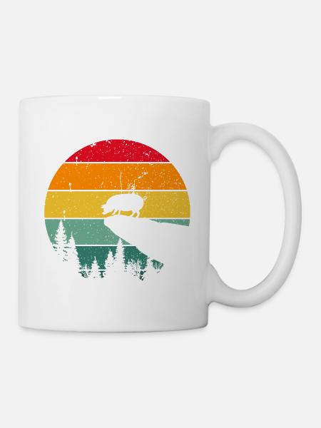 Vintage Retro Schwein Schweinchen Sau Bauer - Tasse - Weiß