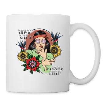 Stay wild Flower child Flowerpower Girl Geschenk - Tasse - Weiß - Rechts