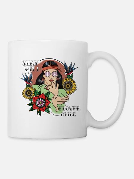 Restez sauvage Fleur enfant Flowerpower Girl Cadeau - Mug blanc - blanc