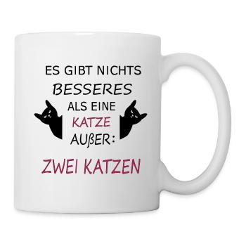 Es gibt nichts besseres als eine Katze außer: zwei - Tasse - Weiß - Rechts