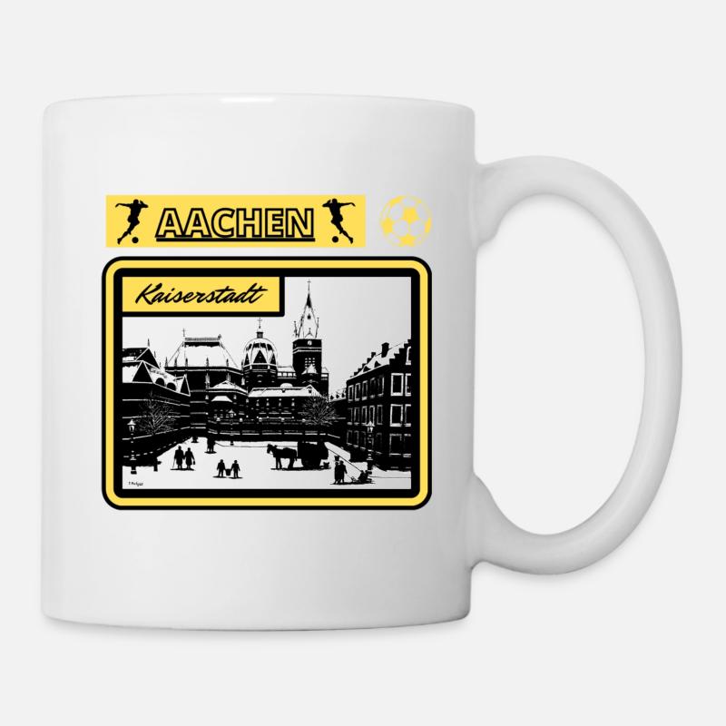 Aachen Kaiserstadt Nostalgie Fan Ölbilddesign - Tasse - Weiß