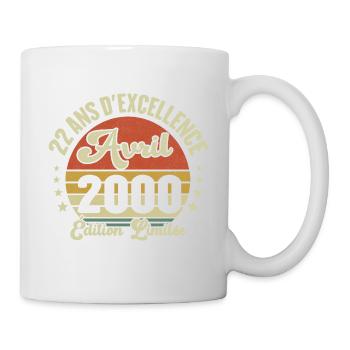 22 Ans Anniversaire Vintage Né(e) en Avril 2000 - Mug blanc - blanc - Droite