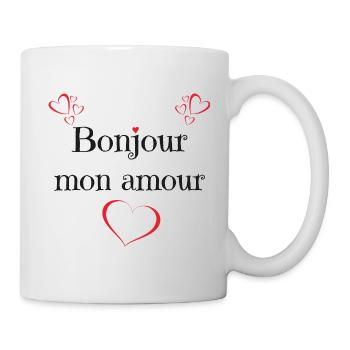 Bonjour mon amour - Mug blanc - blanc - Droite