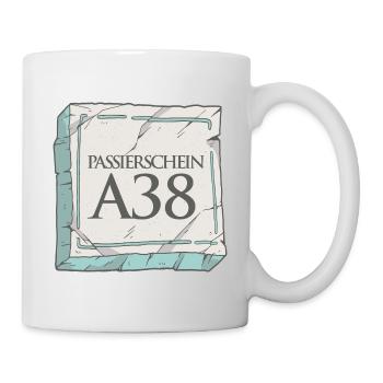 Passierschein A38 Ausgangssperre Home Office - Tasse - Weiß - Rechts