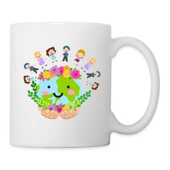 Kids and children at planet Earth - Tasse - Weiß - Rechts