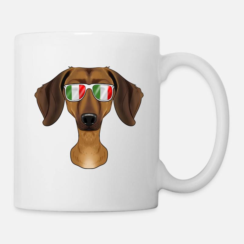 Teckel Italie Lunettes de Soleil I Drapeau Italien - Mug blanc - blanc