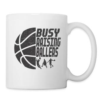 Basketball Papa Busy Raising Ballers Geschenkidee - Tasse - Weiß - Rechts