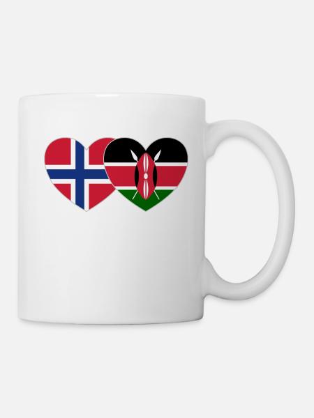Norwegen Kenia Flagge Herz - Tasse - Weiß