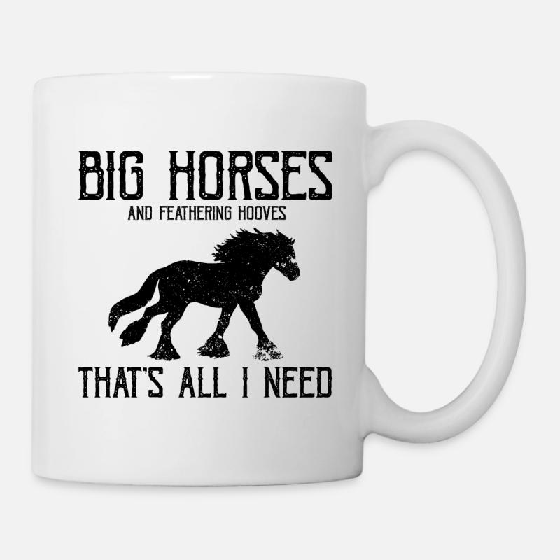 Cydesdale Rider et dessin de cheval de trait - Mug blanc - blanc