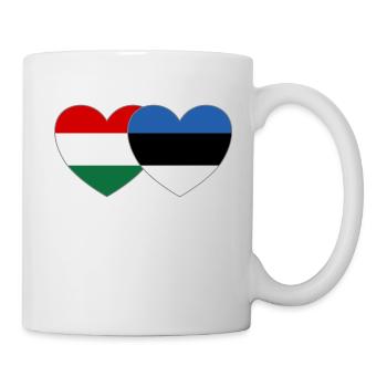 Hungary Estonia Flag Heart - Mug - white - Right