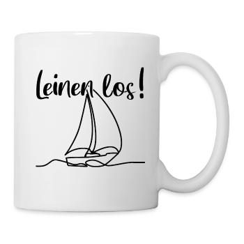 Leinen los - Segelboot und Seglerspruch - Tasse - Weiß - Rechts