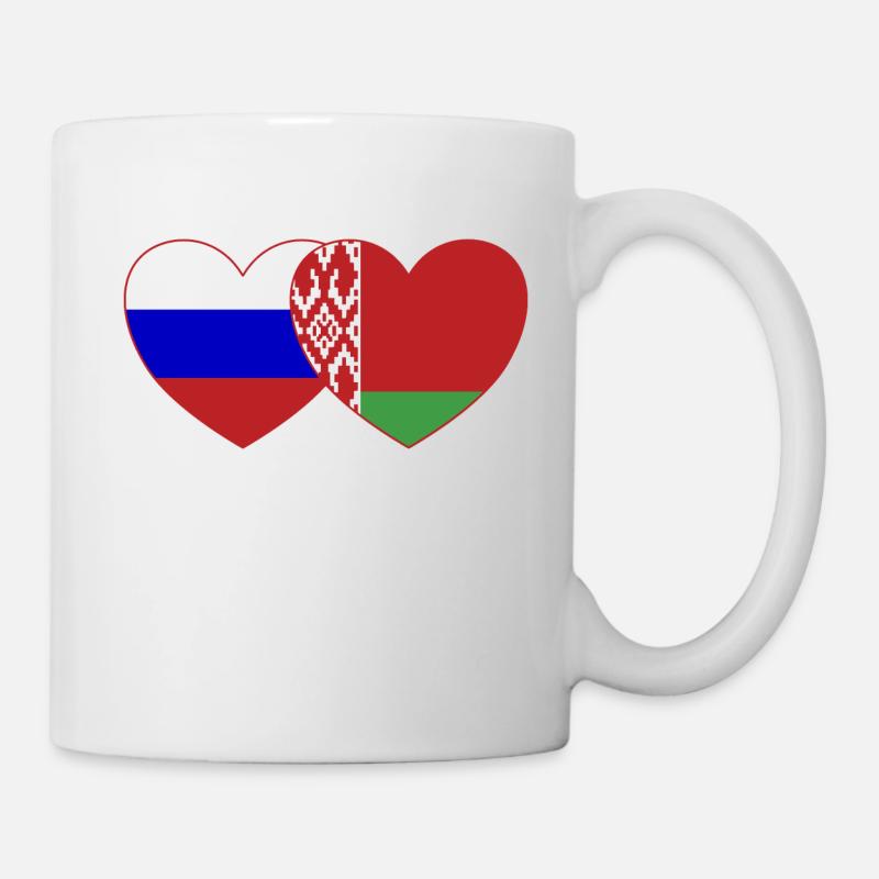 Russie Biélorussie Drapeau Cœur - Mug blanc - blanc