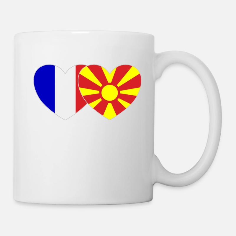 France Macédoine Drapeau Coeur - Mug blanc - blanc