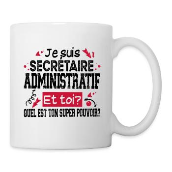 Secrétaire Administratif Super Pouvoir Cadeau - Mug blanc - blanc - Droite